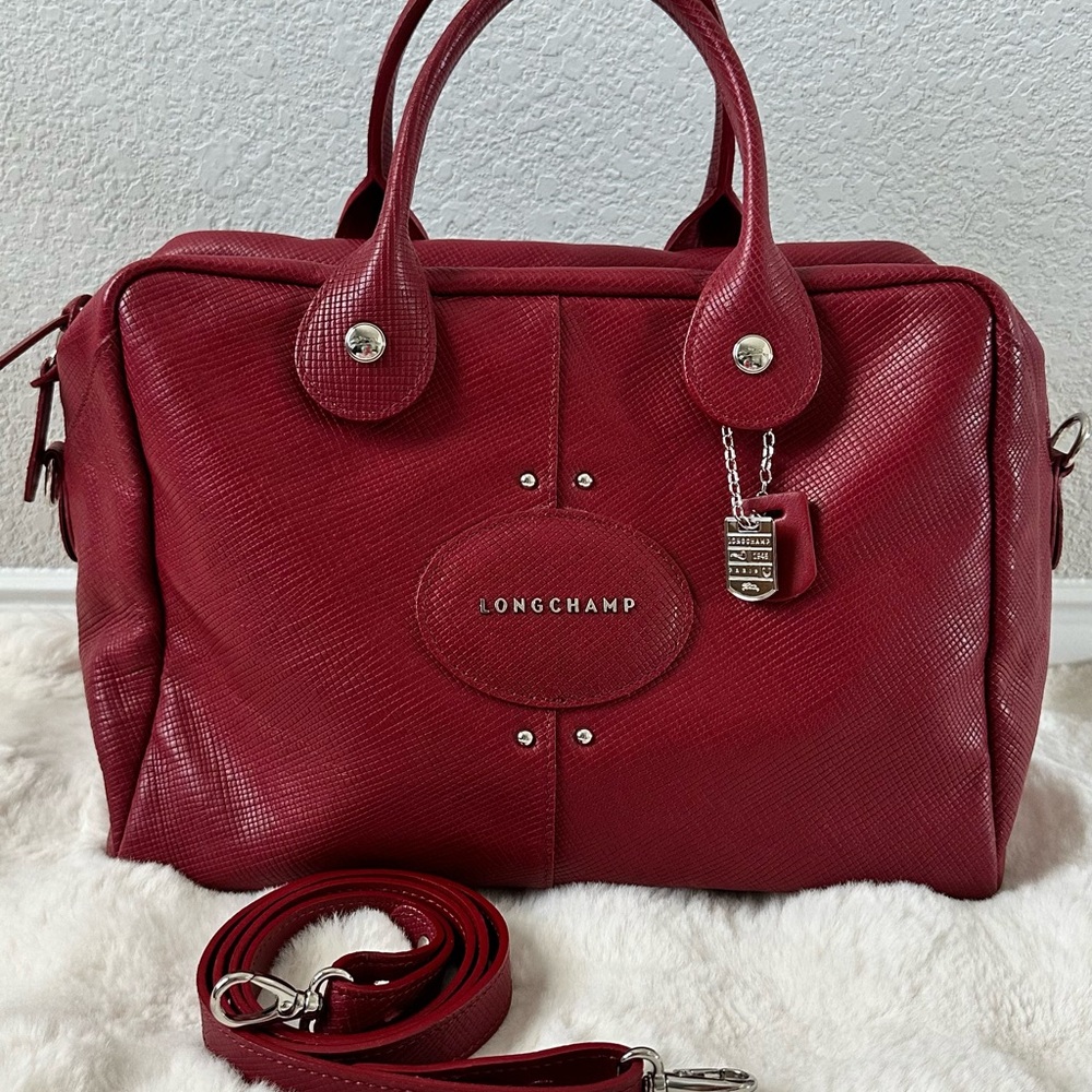 Longchamp Deep Red Satchel Bag Authentic